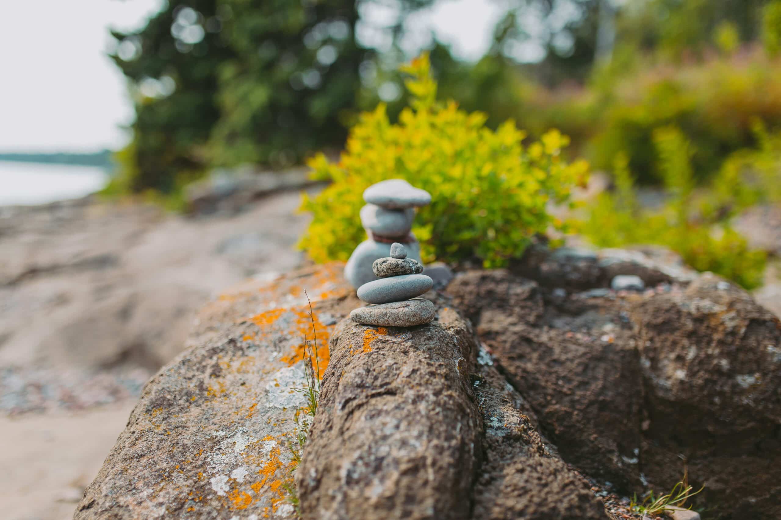 rocks stacked in a tower